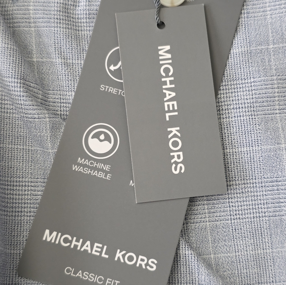 Michael Kors Men's Classic Dress Pants 42x32 White Blue Plaid NWT $95 MSRP - Picture 3 of 6